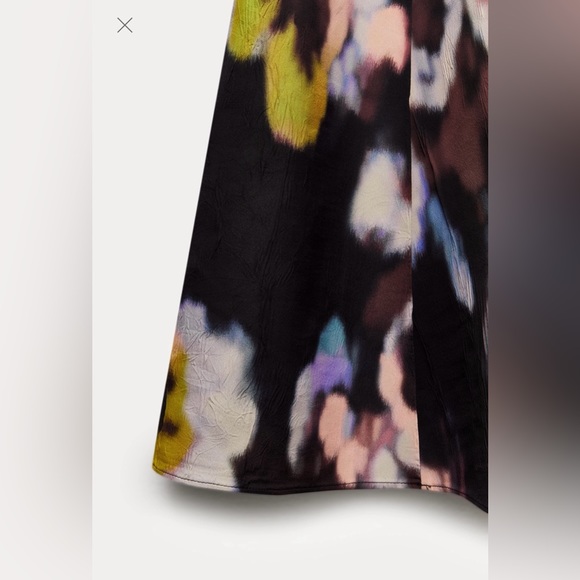 ZARA NWT Medium Abstract Floral Print Flared Hem Dress Fabric Belt MIDI Dress - Picture 15 of 15
